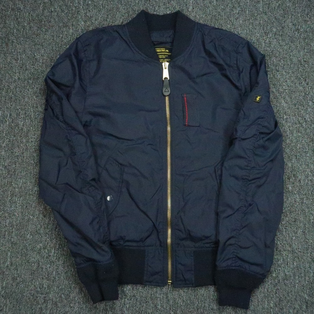 Alpha Industries Jacket Mens Extra Small Blue Flyers Flight Bomber Full Zip XS